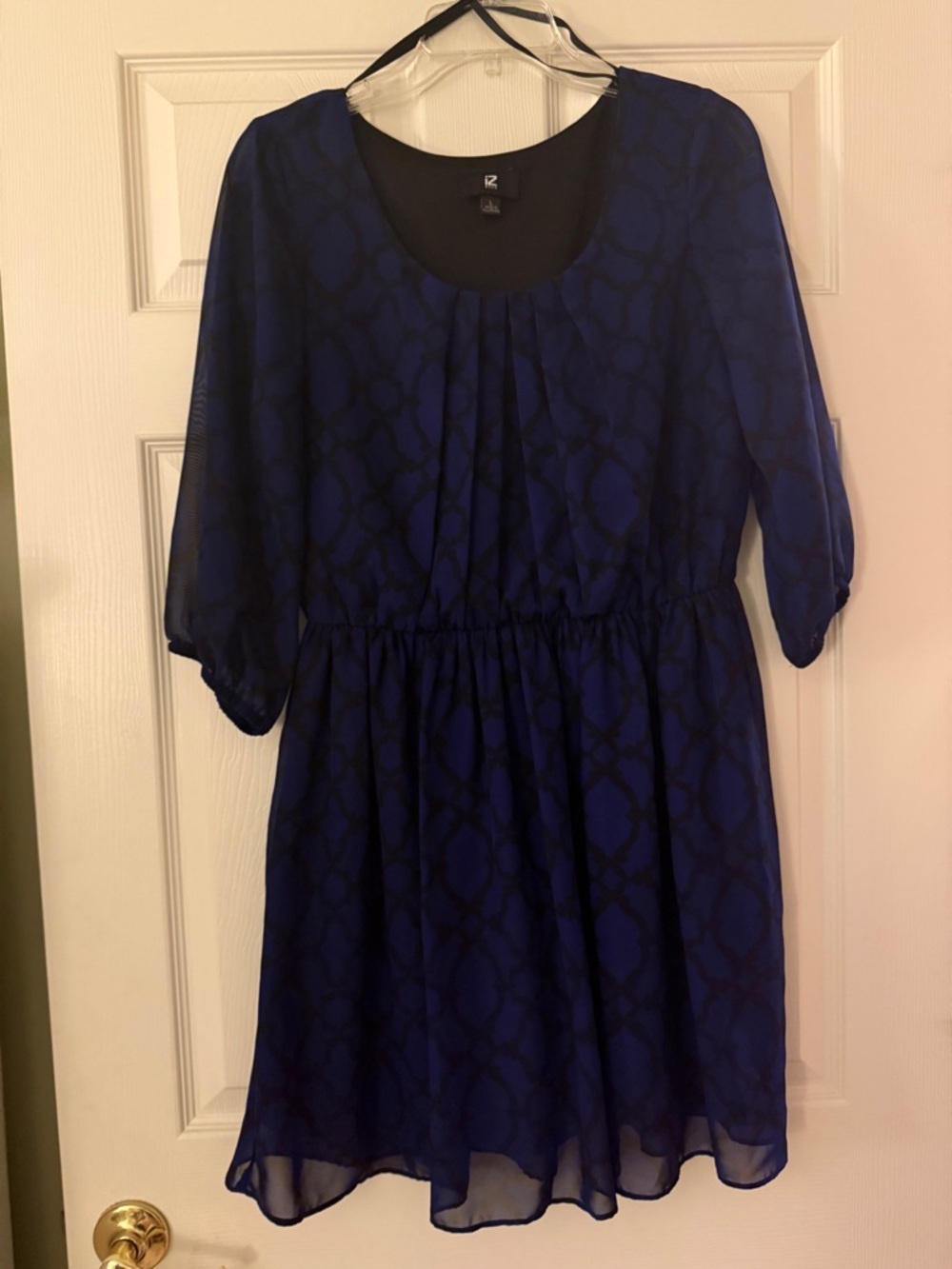 Iz Byer Deep Blue Patterned Dress